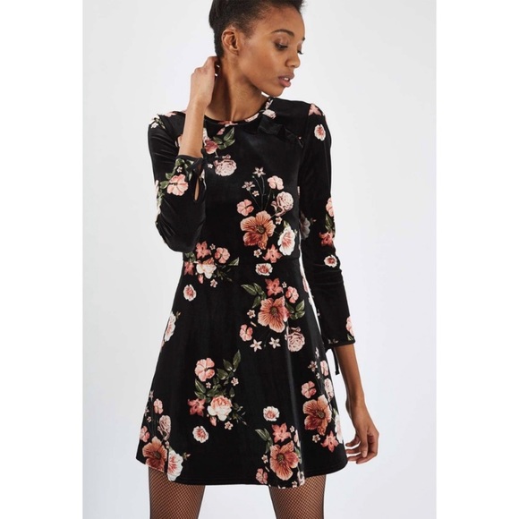 Topshop Dresses & Skirts - Topshop | NWT Velvet Floral Print Mini Dress 8